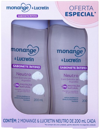 Kit Sabonete Íntimo Monange & Lucretin Neutro