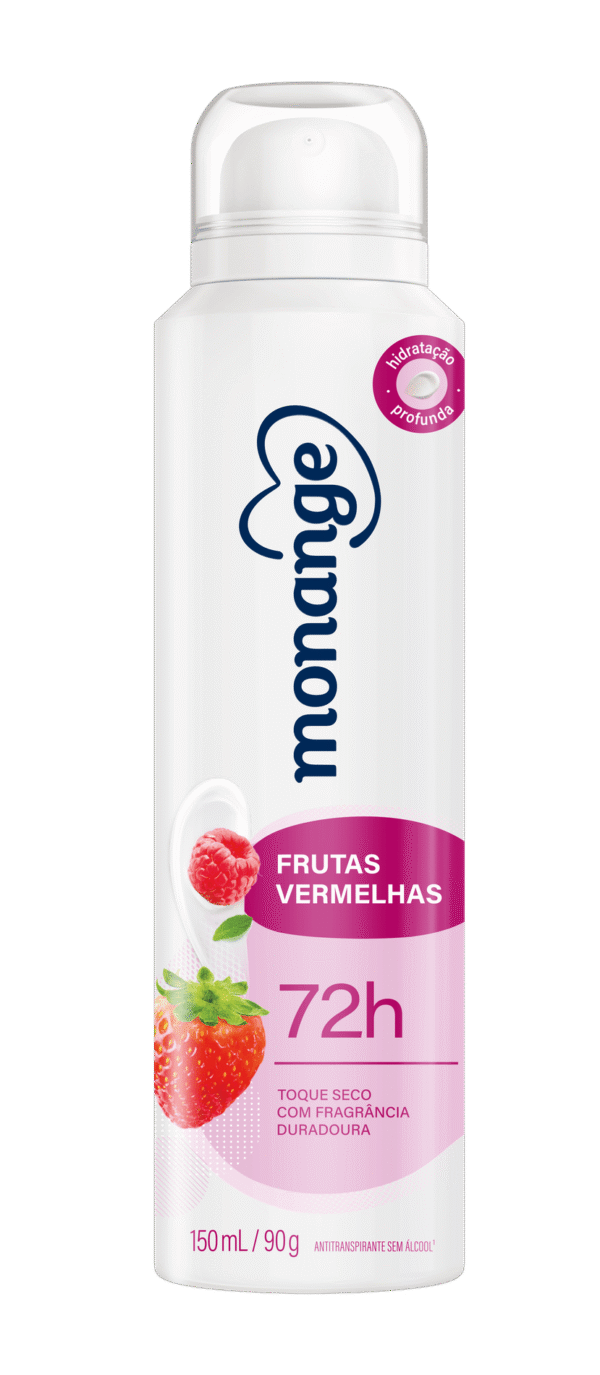 Desodorante Frutas Vermelhas Aerossol Antitranspirante Monange Feminino  150 mL/90 g