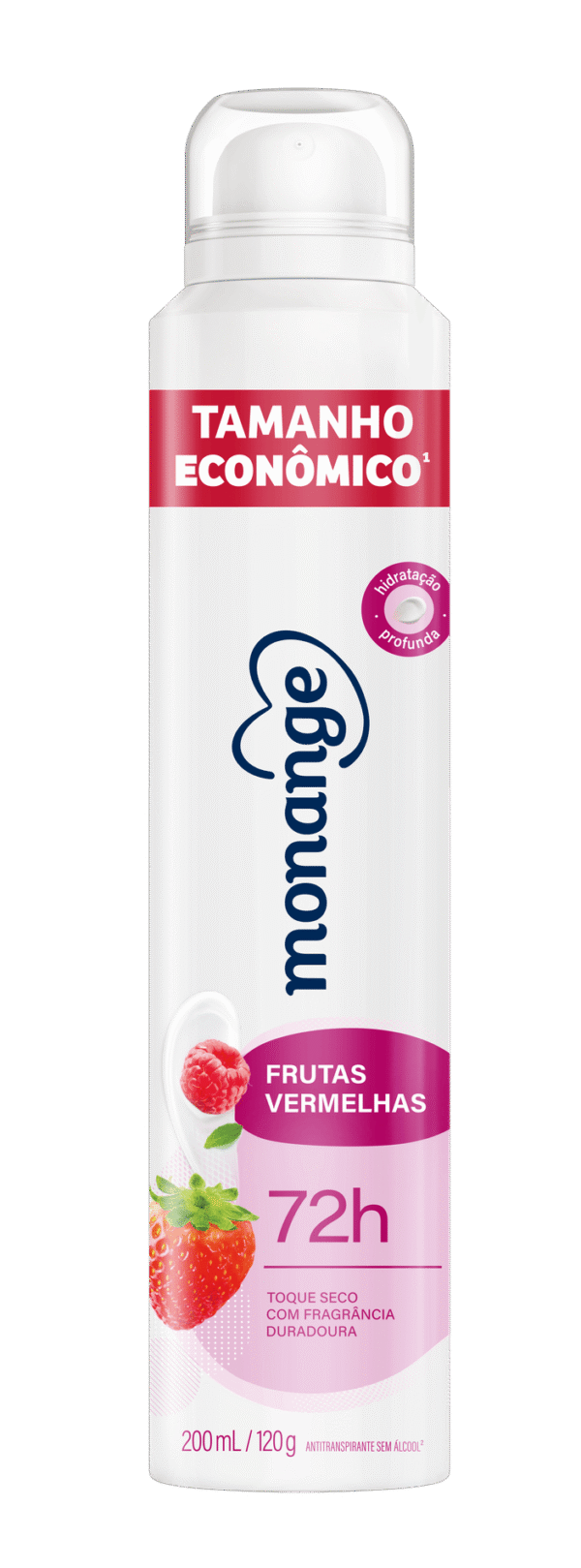 Desodorante Frutas Vermelhas Aerossol Antitranspirante Monange Feminino  200 mL/120 g
