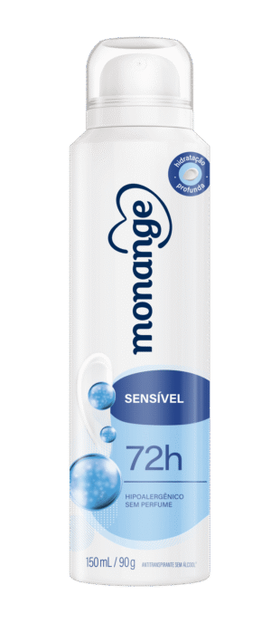 Desodorante Sensível Sem Perfume Aerossol Antitranspirante Monange Feminino 150 mL/90 g