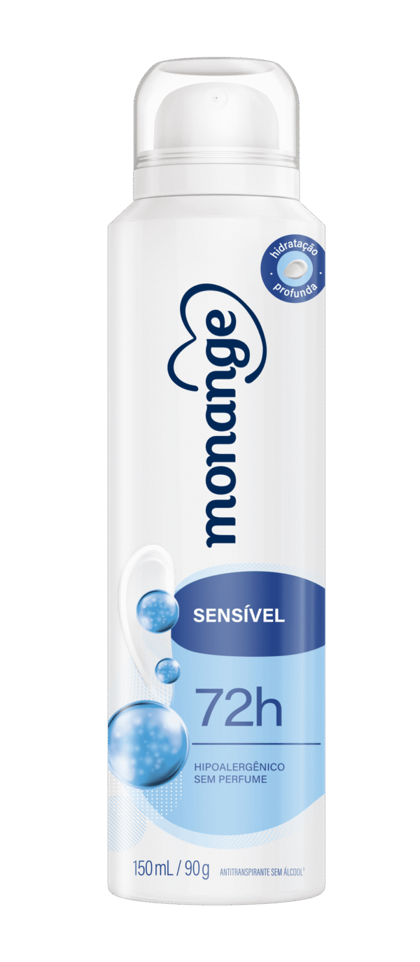 Desodorante Sensível Sem Perfume Aerossol Antitranspirante Monange Feminino 150 mL/90 g