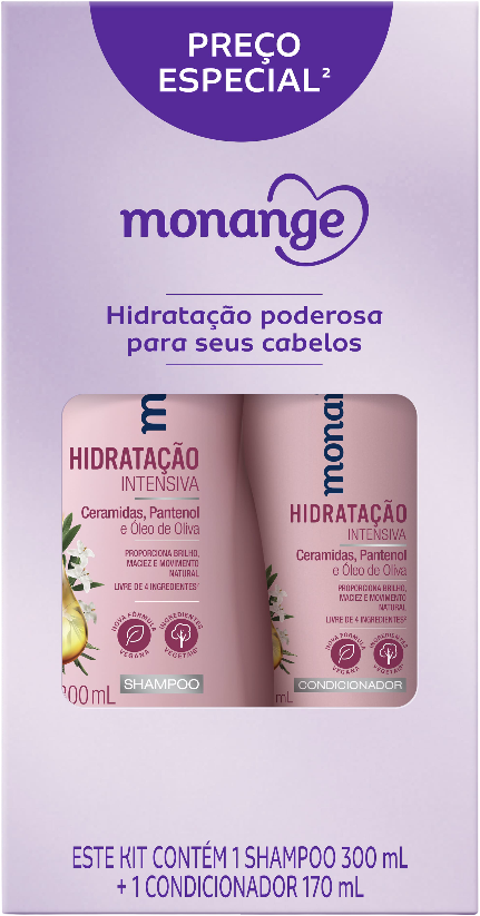 Kit Hidratação Intensiva Monange Shampoo 300ml + Condicionador 170ml – 2 produtos